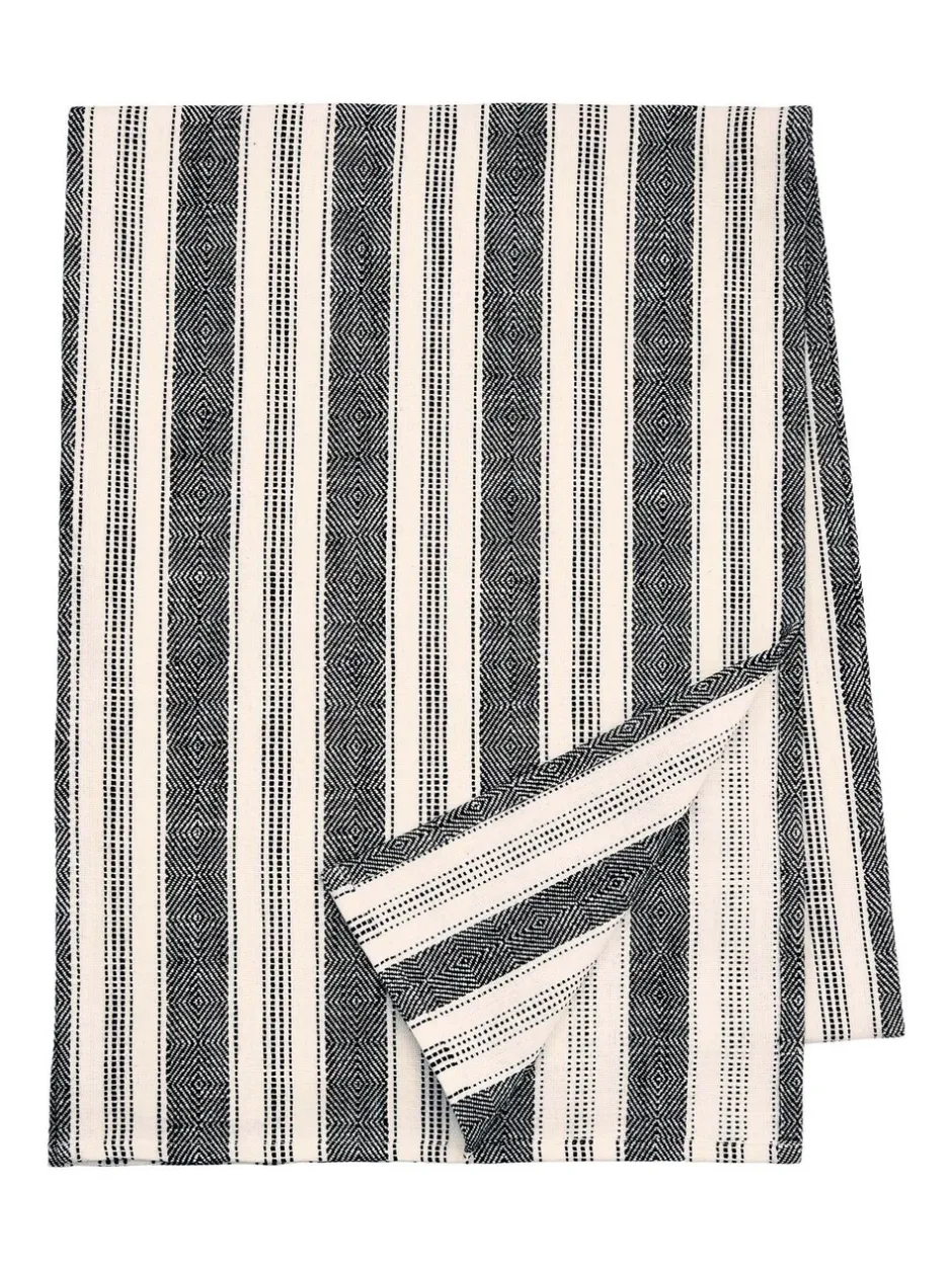 Tafellinnen En Placemats *Bedeck of Belfast Saja Stripe 100% Cotton Table Runner Antraciet