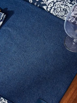 Tafellinnen En Placemats |Bedeck of Belfast Set of 2 Saja Stripe 100% Cotton Placemats Marineblauw