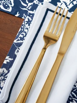 Tafellinnen En Placemats *Bedeck of Belfast Set of 4 Saja 100% Cotton Napkins Marineblauw