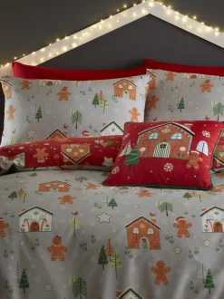 Kinderbeddengoed|Bedlam Gingerbread House Omkeerbaar Kerstmis Dekbedovertrek Set