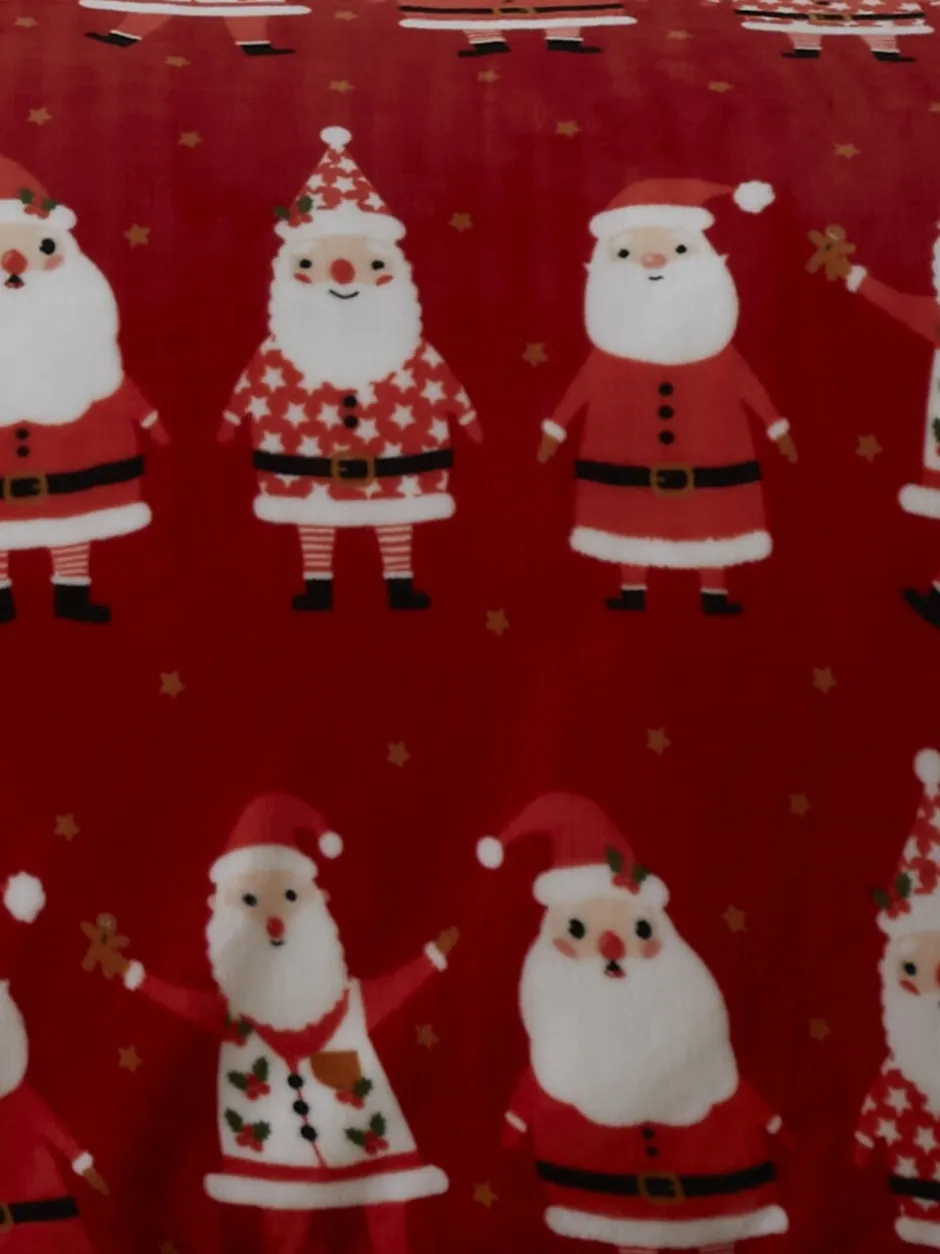 Kinderbeddengoed*Bedlam pluche fleece kerstdekbedovertrekset met vrolijke Kerstmanprint
