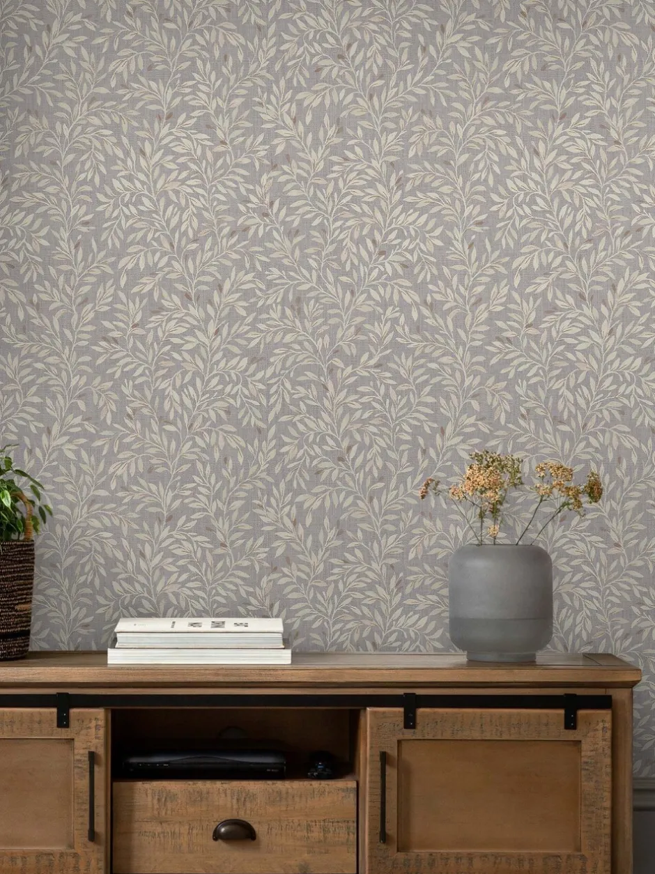 Behang*Next Behang met patroon van kleine blaadjes 10m Grijs