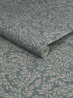 Behang|Next Behang met patroon van kleine blaadjes 10m Blauw