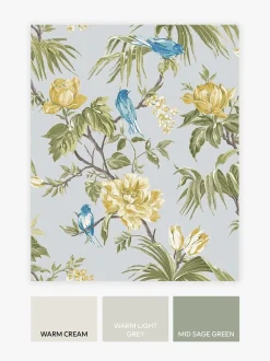 Behang*Next Behang met vogels en bloemen Grijs