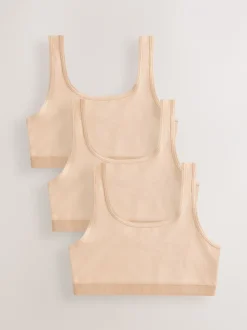 Alle Ondergoed|Next Beige - Set van 3 crop tops met diepe ronde hals (5 - 16 jr)