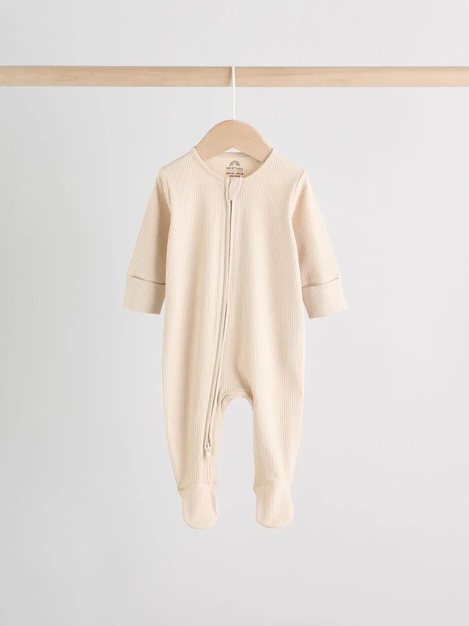 Multipacks|Babypakjes En Babypyjama's|Next Beige - Verpakking van 3 babypyjama's met tweewegrits (0-2jr)