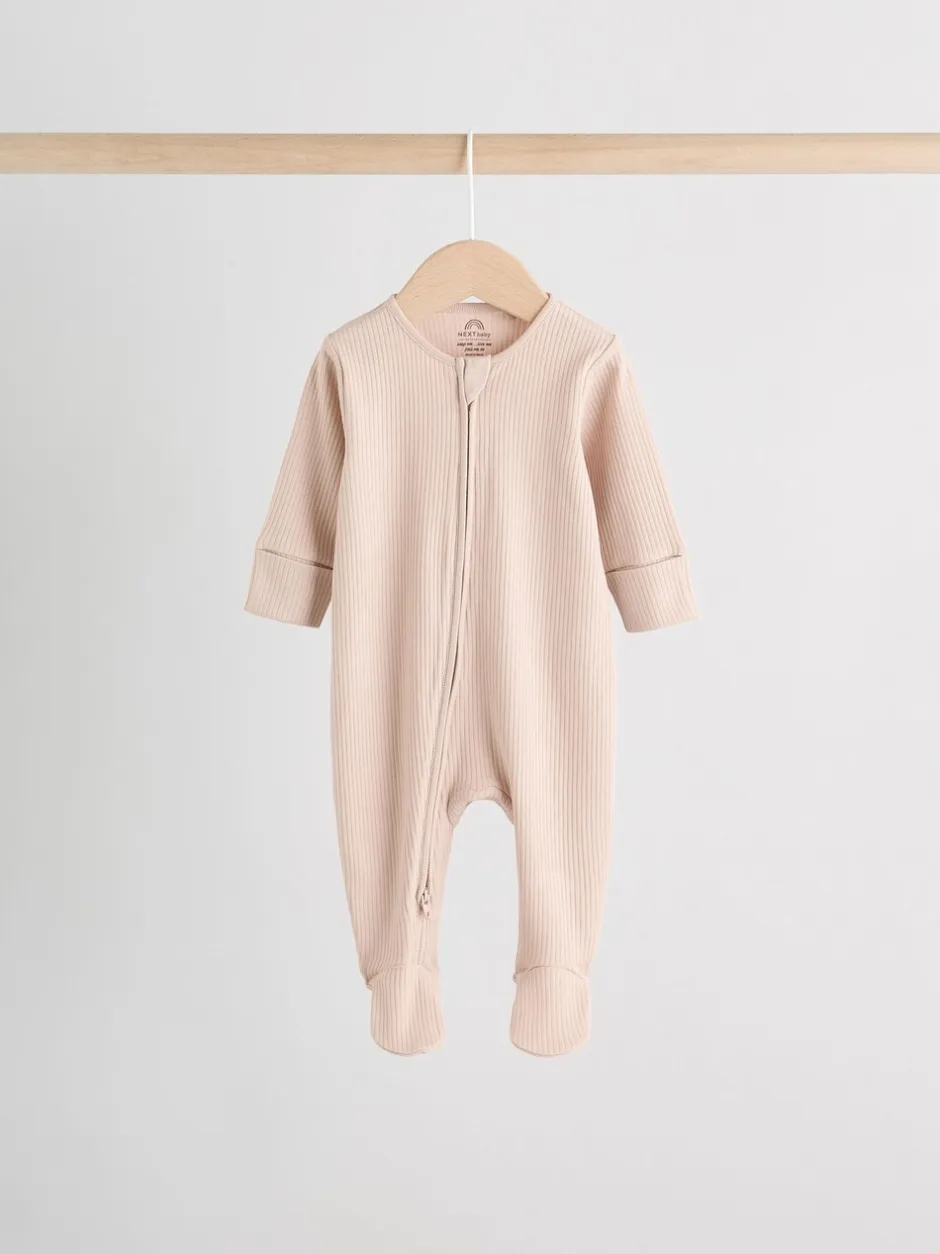 Multipacks|Babypakjes En Babypyjama's|Next Beige - Verpakking van 3 babypyjama's met tweewegrits (0-2jr)