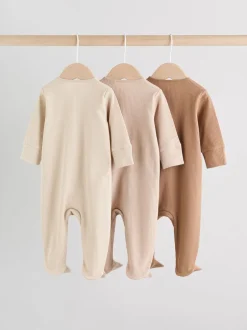 Multipacks|Babypakjes En Babypyjama's|Next Beige - Verpakking van 3 babypyjama's met tweewegrits (0-2jr)