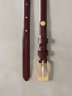Ceintuurs*Next - N. Premium skinny Made In Italy leren riem Bessenrood