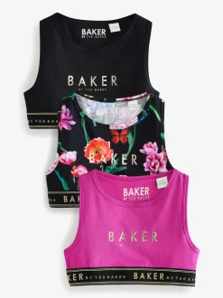 Alle Ondergoed|Baker by Ted Baker - set van 3 crop tops Bessenrood/zwart
