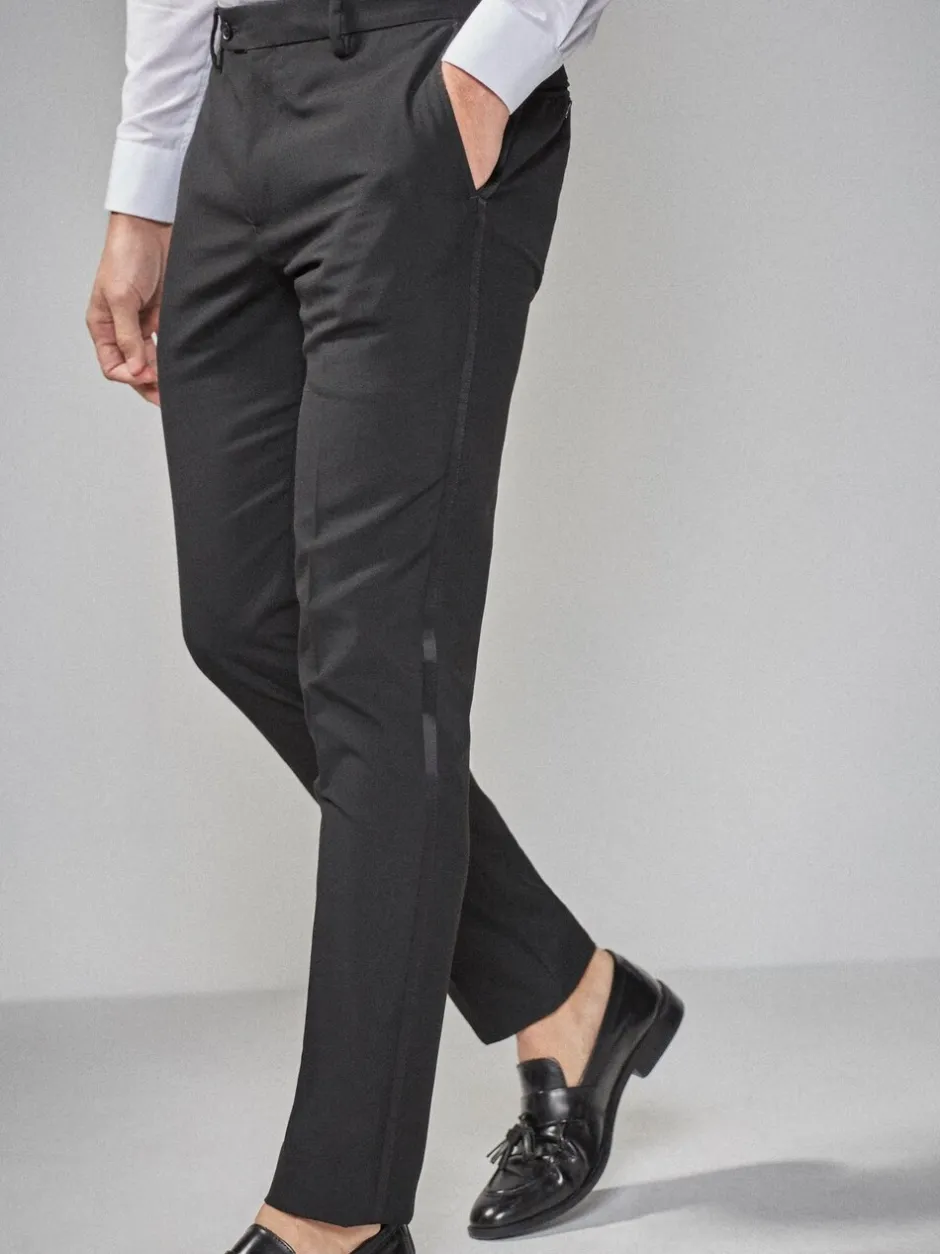 Smokings En Feestkleding|Next - Strakke Pasvorm - Pantalon in smokingstijl Biesdetail