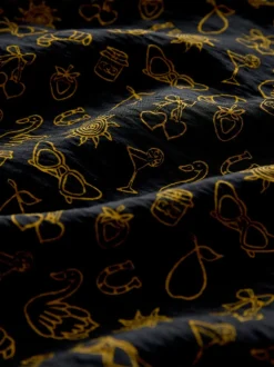 Gelegenheidskleding|Next Black Croissant Print - Mini Long Sleeve A-Line Seam Detail Dress
