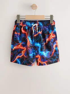 Badkleding|Next Black Lightening Bolt - Zwembroek met print (3-16jr)
