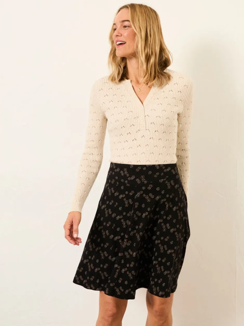 Rokken*Fat Face - FatFace Jersey Skirt Black Oriental Tonal