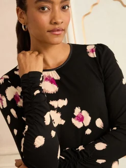 Blouses En Overhemden|Tops En T-Shirts*Love & Roses - - Jersey top met lange mouwen Black Placement Animal