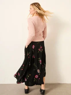 Rokken*Fat Face - FatFace midirok Black Spring Floral