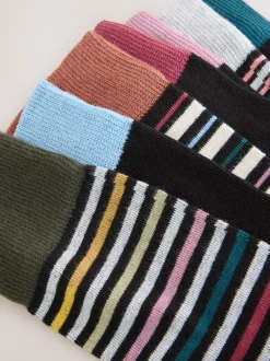Sokken|Sokken*Next Black Striped - Verpakking van 7 - Herensokken met hoog katoengehalte