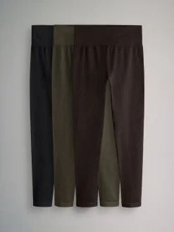 Leggings En Joggingbroeken*The Set - 3 Pack Active Ribbed Legging Black/Chocolate Brown/Khaki