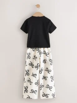 Nachtkleding En Pyjama's|Pyjama's*Next Black/Ecru bow - Set van 1 pyjama's met geweven broek (3-16jr)