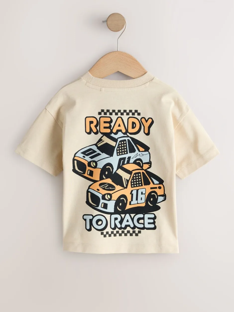 T-Shirts|Tops*Next Black/Grey Race Car - Short Sleeve Graphic T-Shirts 3 Pack (3mths-7yrs)