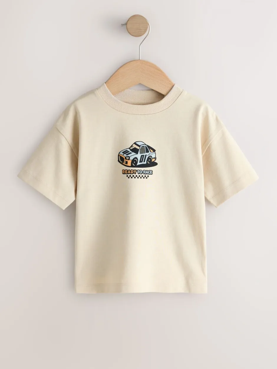T-Shirts|Tops*Next Black/Grey Race Car - Short Sleeve Graphic T-Shirts 3 Pack (3mths-7yrs)
