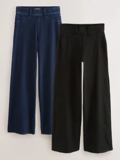 Jeans|Next - Jersey denim broek met wijde pijpen 2 set Black/Rinse Blue