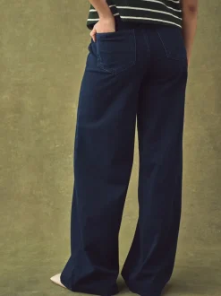 Jeans|Next - Jersey denim broek met wijde pijpen 2 set Black/Rinse Blue