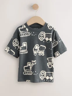 Tops|T-Shirts|Next - Short Sleeve All-Over Print T-Shirt (3 Month-7 Years) (3mths-7yrs) Black/White Digger