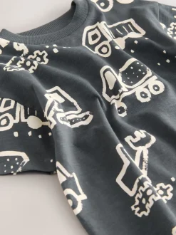 Tops|T-Shirts|Next - Short Sleeve All-Over Print T-Shirt (3 Month-7 Years) (3mths-7yrs) Black/White Digger