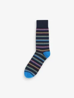 Sokken|Sokken*Next Blauw - 5 paar gestreepte sokken met patroon