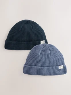 Mutsjes En Antikrabwantjes|Mutsen, Handschoenen En Sjaals|Next - 2 Pack Baby Beanie Mutsen (0mnd -2jr) Blauw