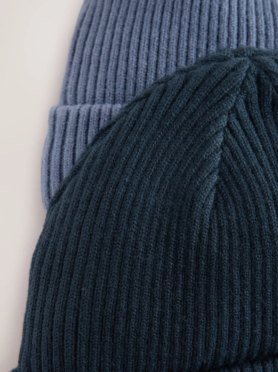 Mutsjes En Antikrabwantjes|Mutsen, Handschoenen En Sjaals|Next - 2 Pack Baby Beanie Mutsen (0mnd -2jr) Blauw