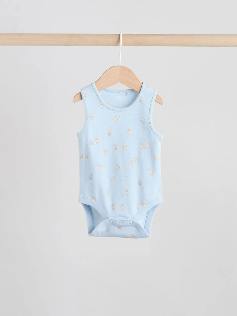 Rompertjes En Hemdjes|Rompertjes En Hemdjes|Next Blauw - 5 Pack Baby Bear Bodysuits