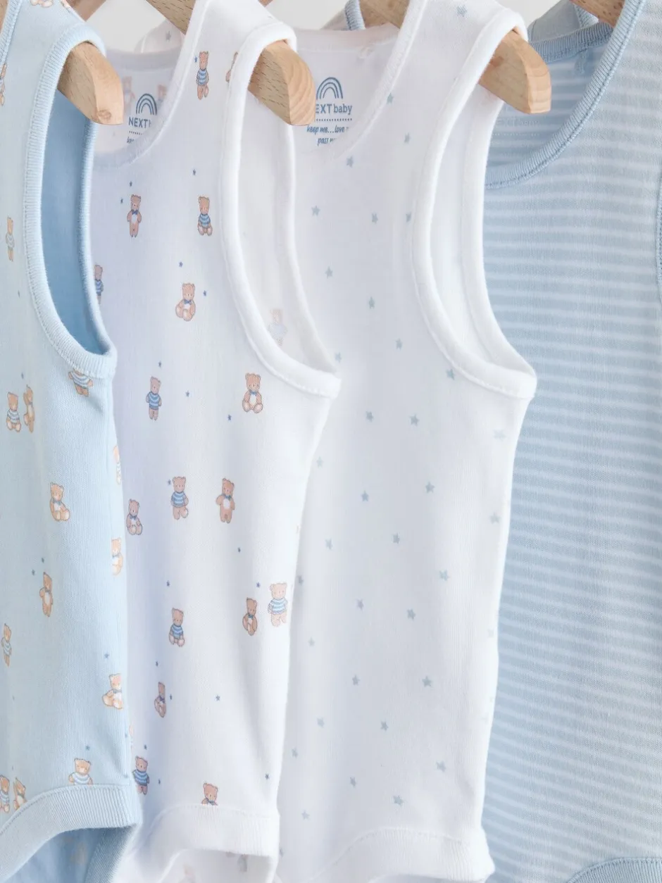 Rompertjes En Hemdjes|Rompertjes En Hemdjes|Next Blauw - 5 Pack Baby Bear Bodysuits