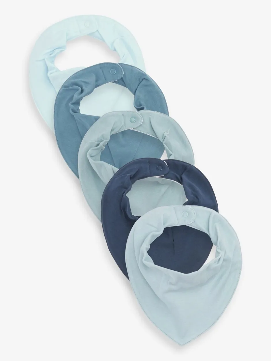Slabbetjes|Next - 5 Pack Dribble Baby 100% Cotton Bibs Blauw