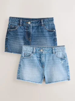 Shorts En Rokken*Next Blauw - 2 Pack Fray Shorts (3-16jr)