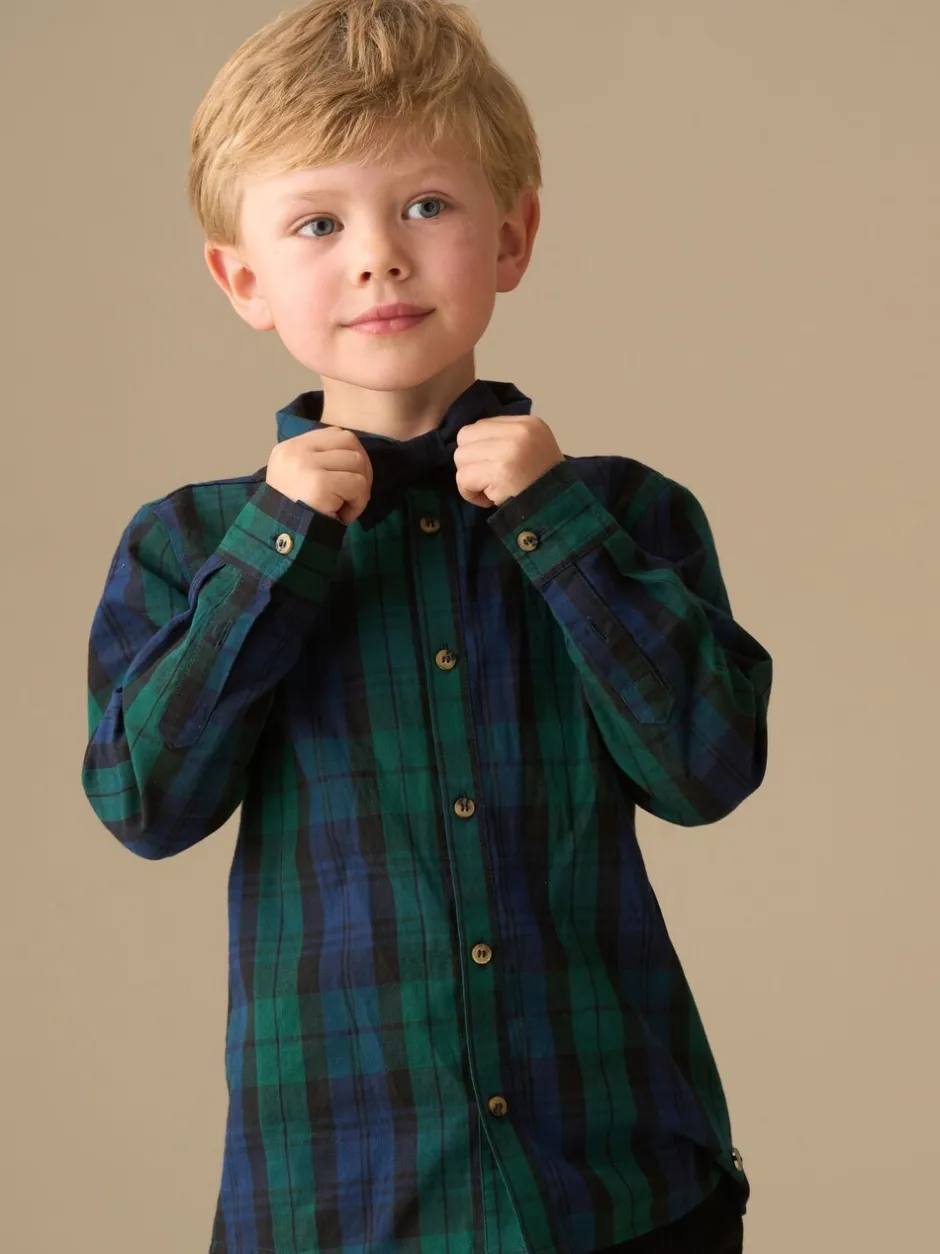 Shirts|Angel & Rocket - Camden Brushed Shirt With Bow Tie Blauw
