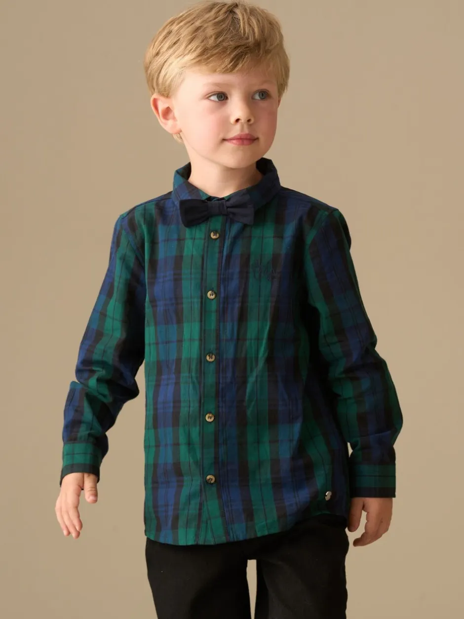 Shirts|Angel & Rocket - Camden Brushed Shirt With Bow Tie Blauw