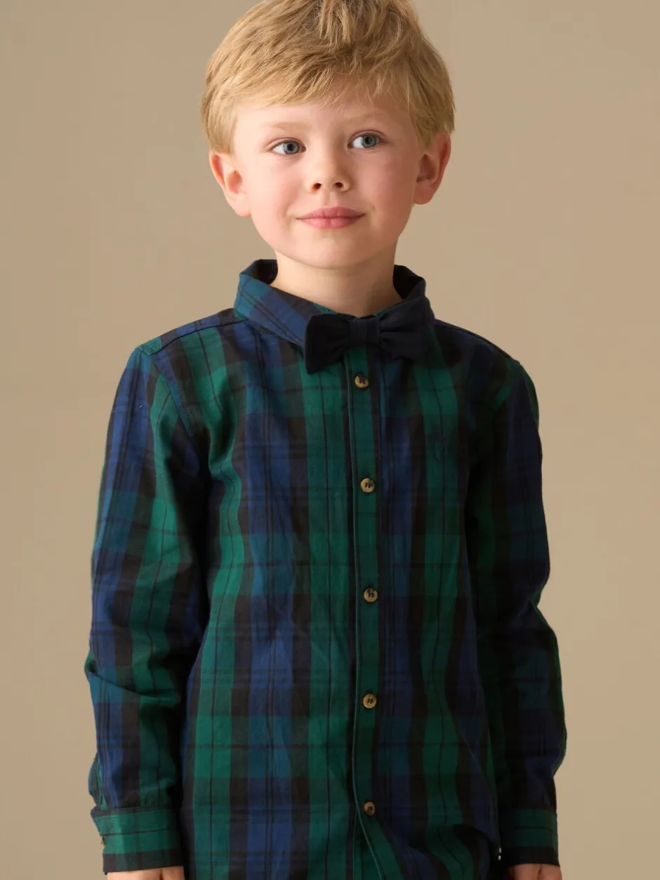 Shirts|Angel & Rocket - Camden Brushed Shirt With Bow Tie Blauw