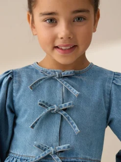 Overhemden En Blouses|Angel & Rocket - Ria Broderie Tie Front Peplum Blouse Blauw