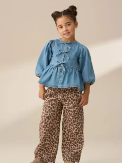 Overhemden En Blouses|Angel & Rocket - Ria Broderie Tie Front Peplum Blouse Blauw