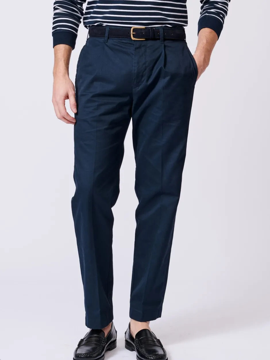 Formele Broek|Aubin - Stickney broek van 100% katoen met relaxte pasvorm Blauw