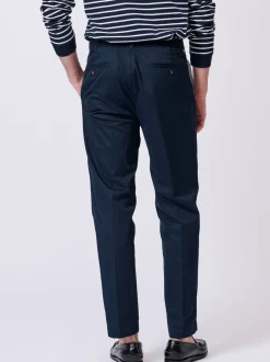 Formele Broek|Aubin - Stickney broek van 100% katoen met relaxte pasvorm Blauw