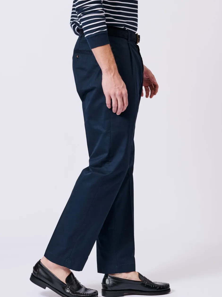 Formele Broek|Aubin - Stickney broek van 100% katoen met relaxte pasvorm Blauw