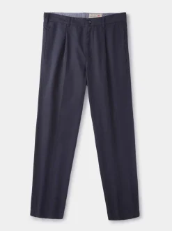 Formele Broek|Aubin - Stickney broek van 100% katoen met relaxte pasvorm Blauw