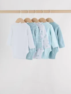Rompertjes En Hemdjes|Rompertjes En Hemdjes|Next Blauw - Baby Elephant Long Sleeved Bodysuits 5 Pack