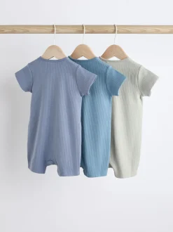 Babypakjes En Babypyjama's|Next Blauw - Babyrompertjes van 100% katoen met tweewegrits, 3 stuks (0-3jaar)