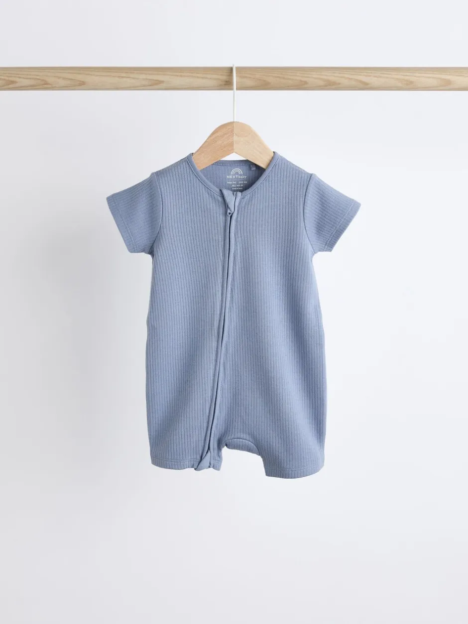 Babypakjes En Babypyjama's|Next Blauw - Babyrompertjes van 100% katoen met tweewegrits, 3 stuks (0-3jaar)