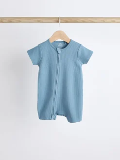 Babypakjes En Babypyjama's|Next Blauw - Babyrompertjes van 100% katoen met tweewegrits, 3 stuks (0-3jaar)