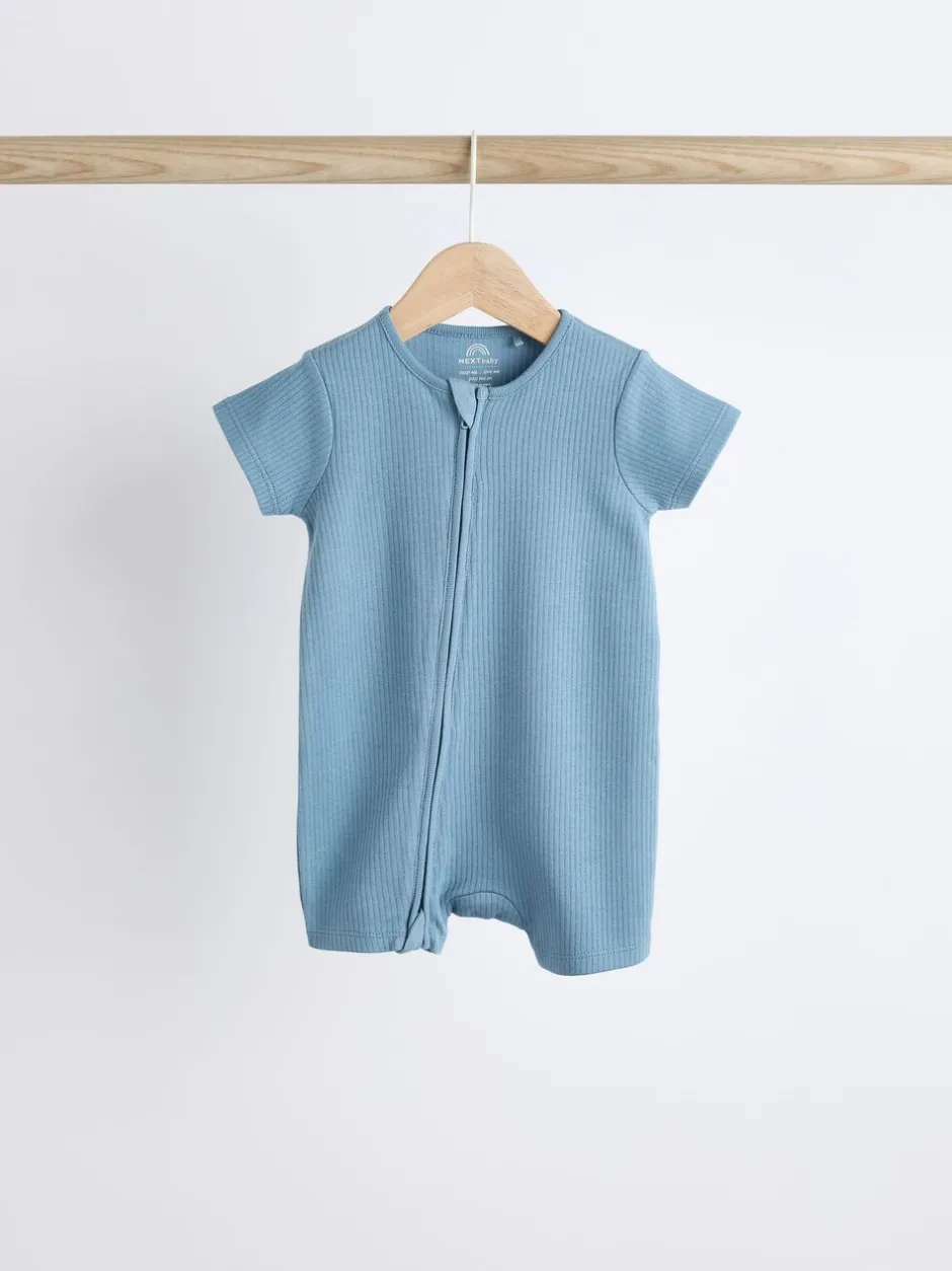 Babypakjes En Babypyjama's|Next Blauw - Babyrompertjes van 100% katoen met tweewegrits, 3 stuks (0-3jaar)